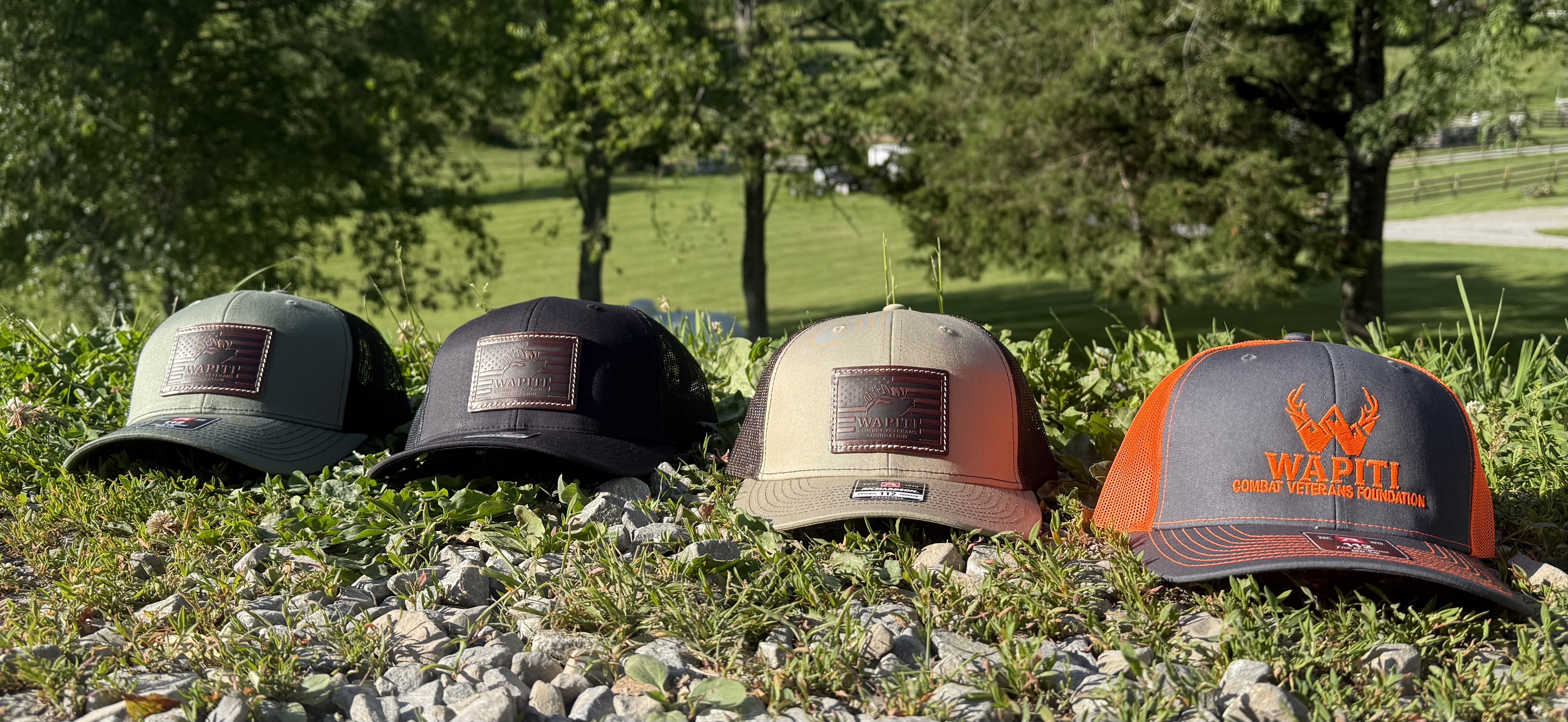 Wapiti hats displayed outdoors
