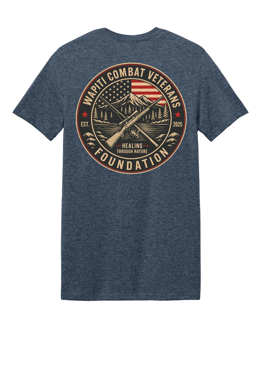 Heather navy Wapiti T-shirt back